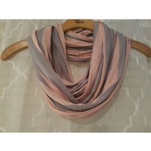 {Maurices} Grey & Pink Striped Scarf/Wrap